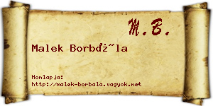 Malek Borbála névjegykártya